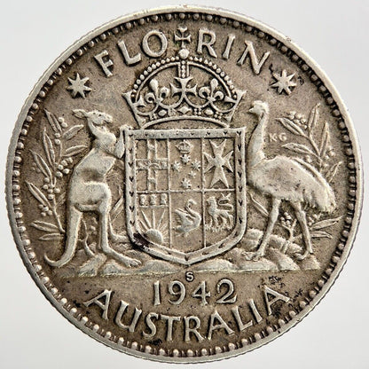 1942 - S Australia Florin Silver Coin | Fine Collectable Grade | a243