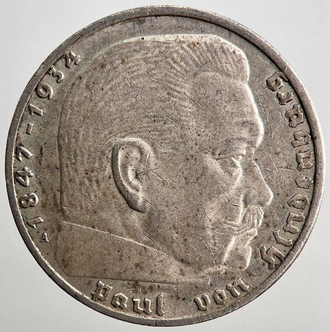 1937-A Germany Nazi 2 Mark Silver Coin | Fine Collectable Grade | a687