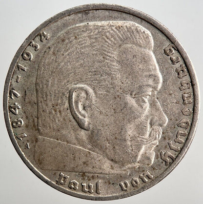1937-A Germany Nazi 2 Mark Silver Coin | Fine Collectable Grade | a687