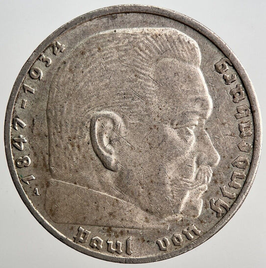 1937-A Germany Nazi 2 Mark Silver Coin | Fine Collectable Grade | a687