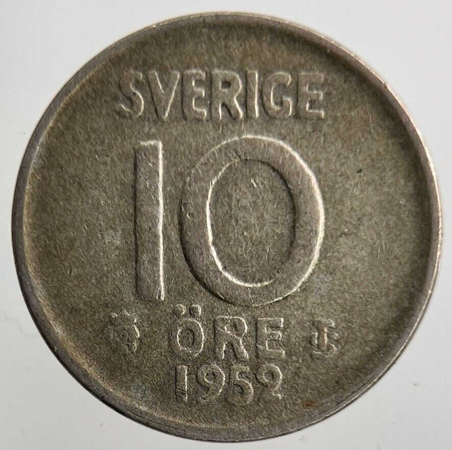1952 Sweden 10 Ore Silver Coin | Fine Collectable Grade