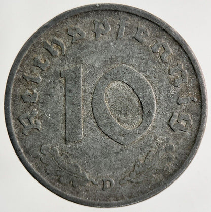 1941 - D Germany Nazi 10 Pfennig Coin | Fine Collectable Grade