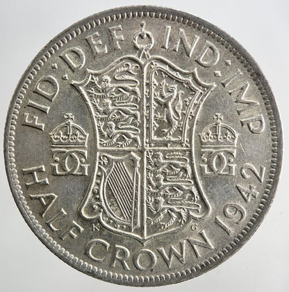 1942 George VI Half - Crown Silver Coin | Fine Collectable Grade