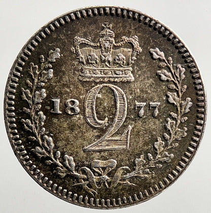1877 Victoria Maundy Two - Pence Silver Coin | Very High Grade | a2424