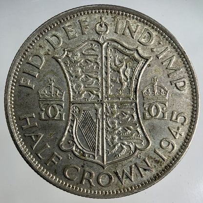 1945 George VI Half - Crown Silver Coin | Fine Collectable Grade