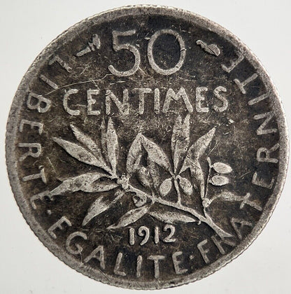 1912 France 50 Centimes Silver Coin | Fine Collectable Grade