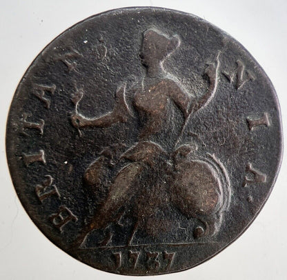 1737 George 2nd II Half - Penny British Coin | Fine Collectable Grade | a6478