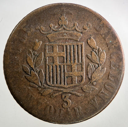 1823 Spain 3 Quartos Coin | Fine Collectable Grade