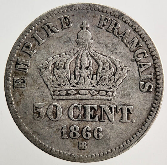 1866 France 50 Cent Silver Coin | Collectable Grade | a3636