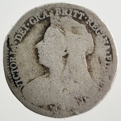 1897 Victoria Threepence Silver Coin | Worn Grade | a7259