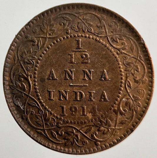 1914 India 1/12 Anna Coin | Very High Grade | a2363