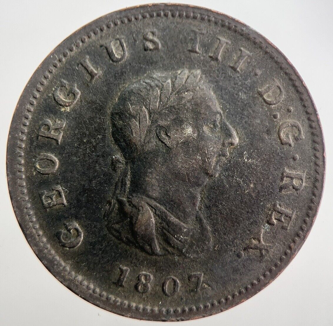 1807 George 3rd III Half - Penny British Coin | Fine Collectable Grade | a7527