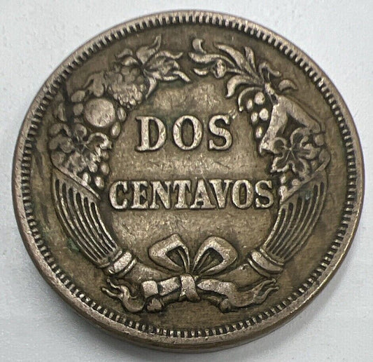 1863 Peru Dos 2 Two Centavos Coin | Fine Collectable Grade | a1398