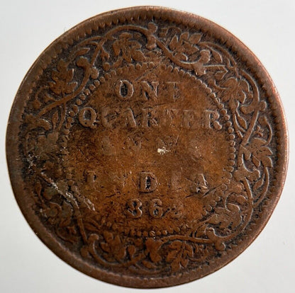 1862 India 1/4 One Quarter Anna Coin | Fair Grade | a3371