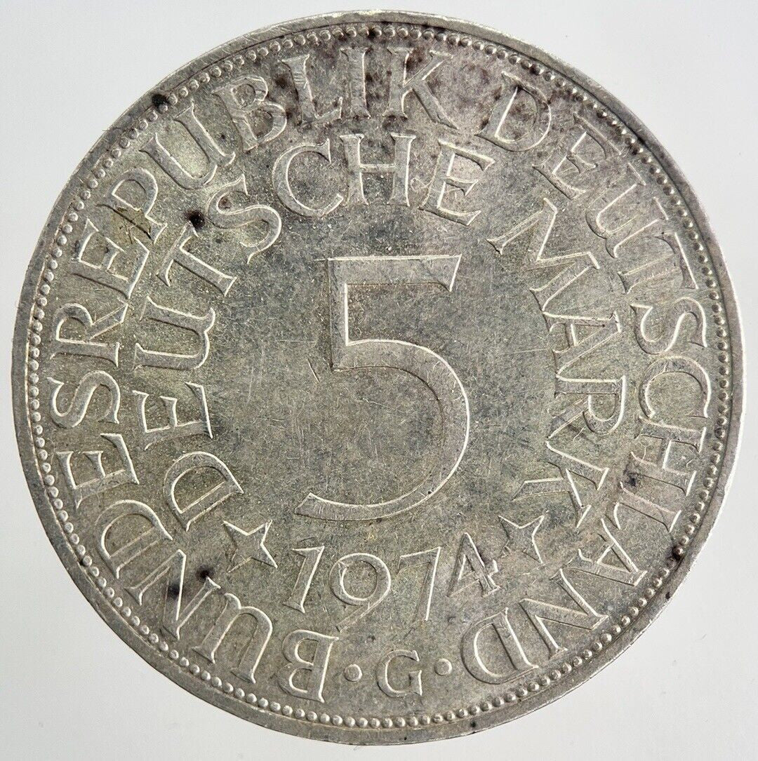 1974 - G Germany 5 Mark Silver Coin | Fine Collectable Grade