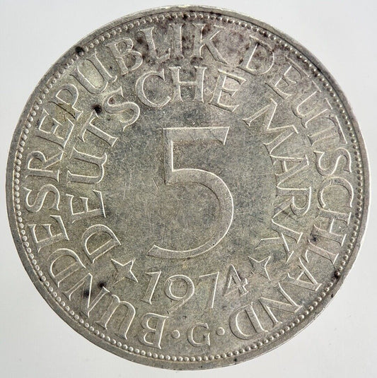1974 - G Germany 5 Mark Silver Coin | Fine Collectable Grade