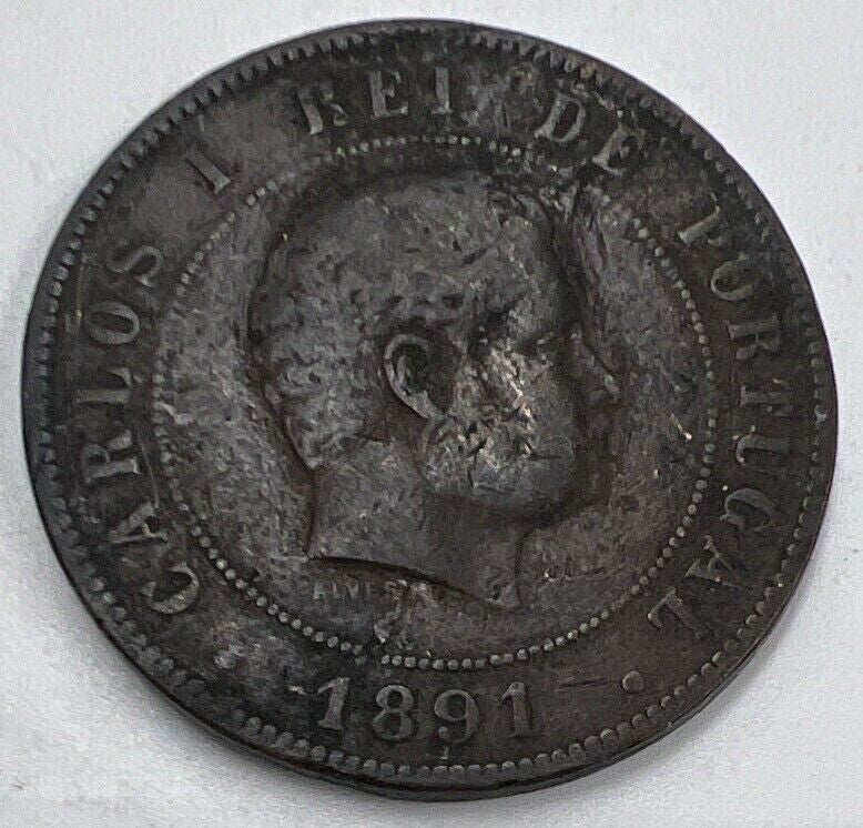 1891 Portugal 20 Reis Coin | Fair Grade