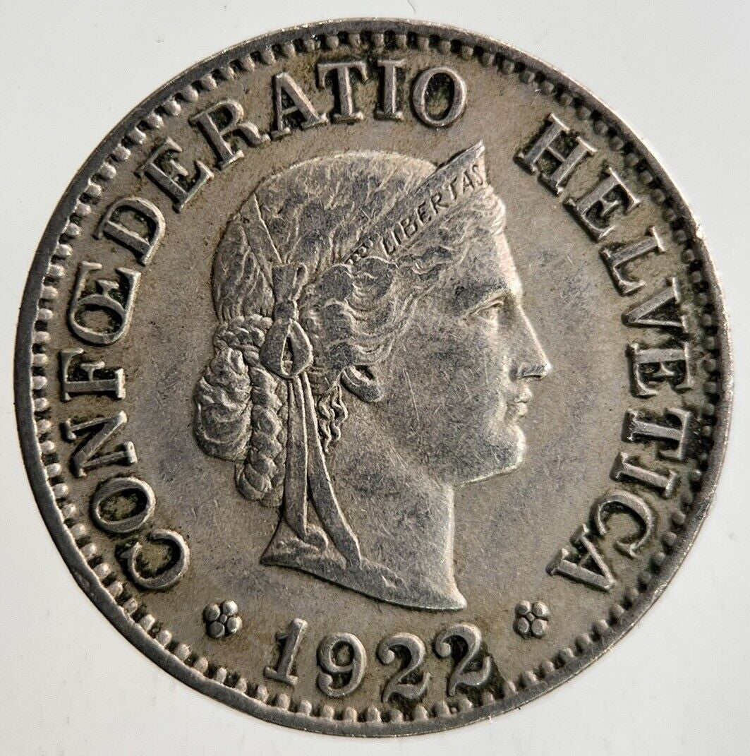 1922 Switzerland Swiss 10 Rappen Coin | Fine Collectable Grade