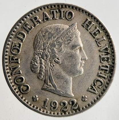 1922 Switzerland Swiss 10 Rappen Coin | Fine Collectable Grade