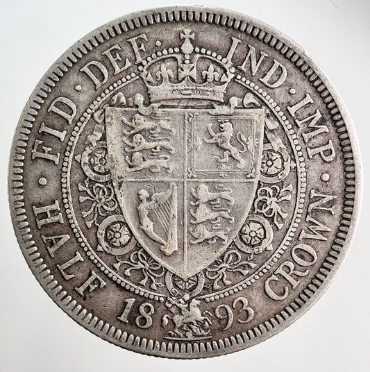 1893 Victoria Half - Crown Silver Coin | Fine Collectable Grade