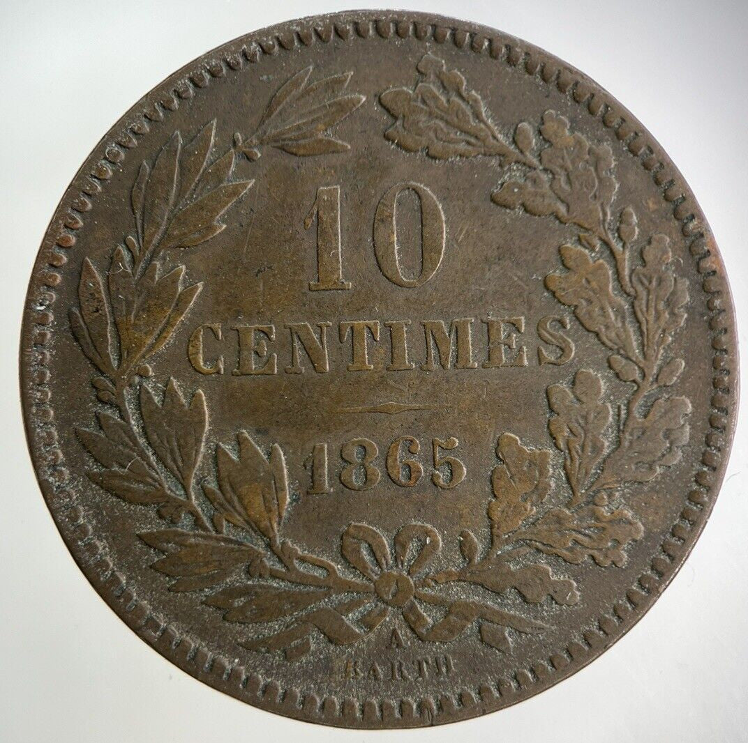 1865 Luxembourg 10 Centimes Coin | Fine Collectable Grade
