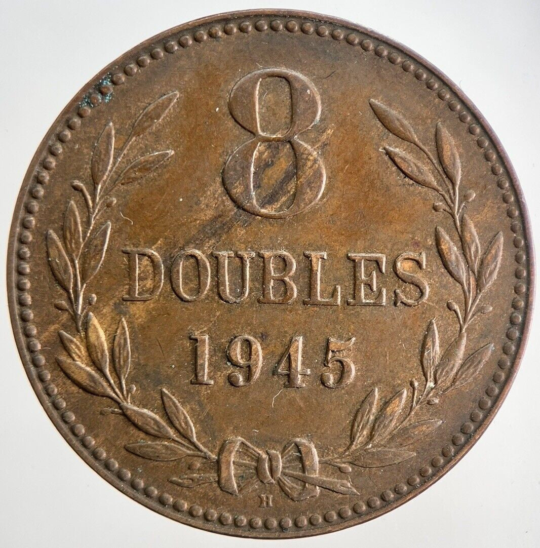 1945 Guernsey 8 Doubles Coin | Very High Grade | a9716
