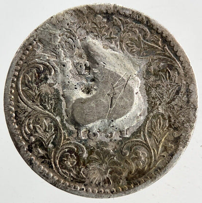 1891 India 2 Annas Silver Coin | Collectable Grade