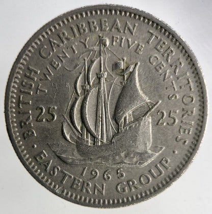 1965 British Caribbean Territories 25 Cents Coin | Fine Collectable Grade