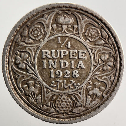1928 India 1/4 Quarter Rupee Silver Coin | Collectable Grade | a3492