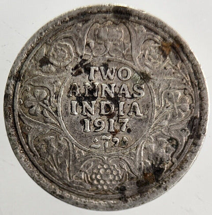 1917 George V 2 Annas Silver Coin | Fine Collectable Grade | a5469