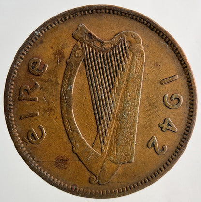 1942 Irish Half - Penny Pig Coin | Fine Collectable Grade