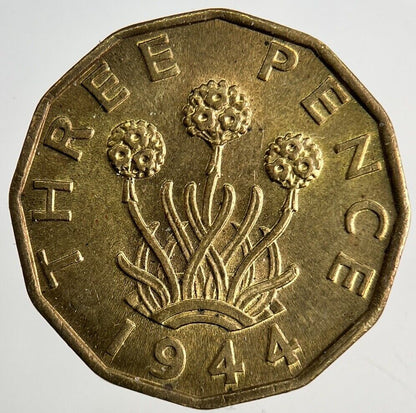 1944 George VI Brass Threepence Coin | Very Fine Grade