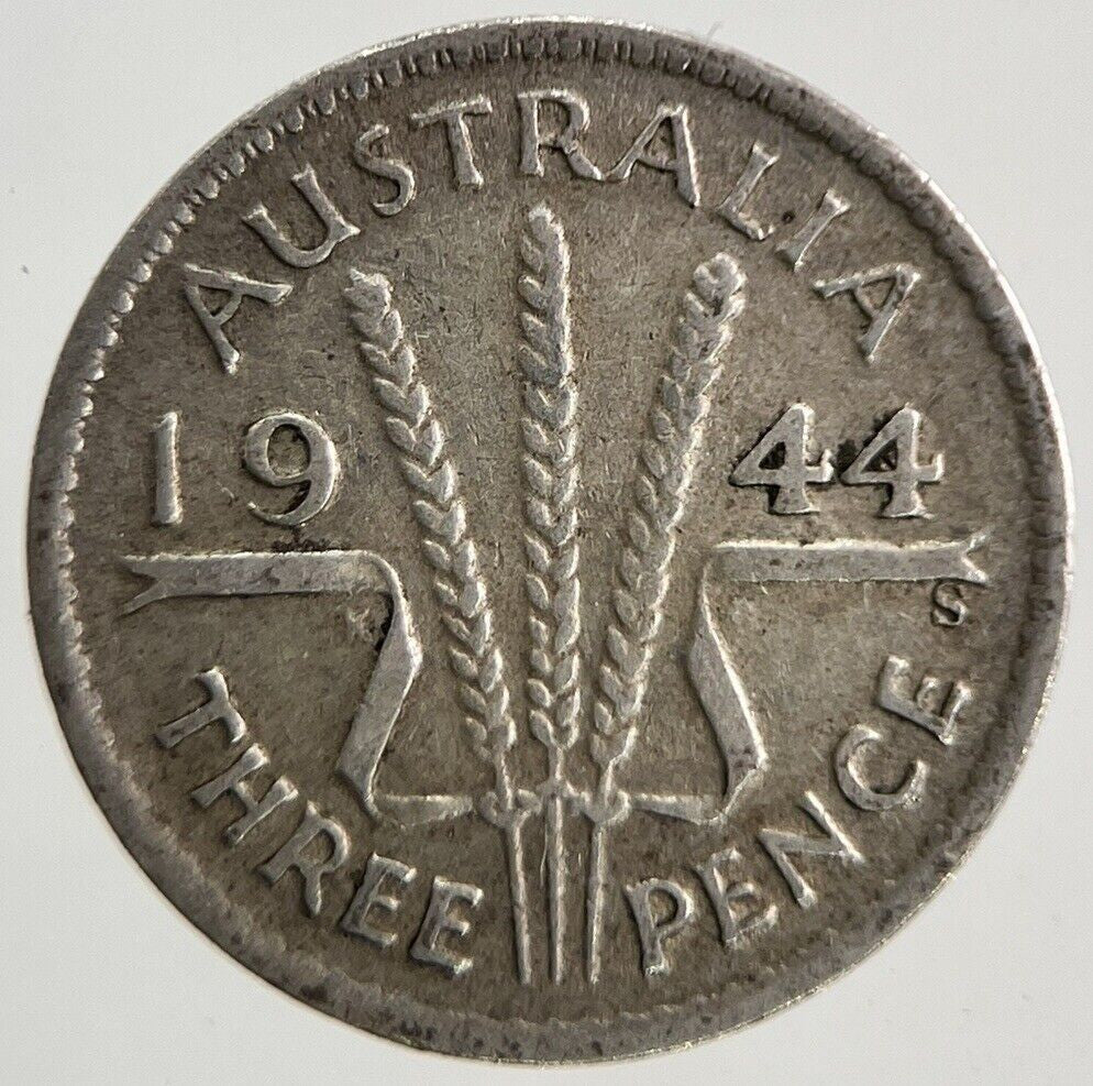 1944 - S Australia Threepence Silver Coin | Fine Collectable Grade