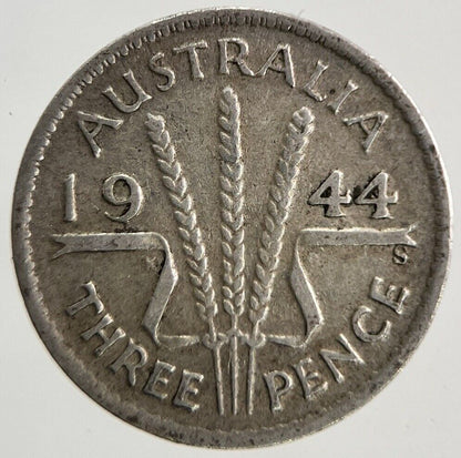 1944 - S Australia Threepence Silver Coin | Fine Collectable Grade