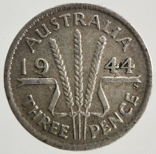 1944 - S Australia Threepence Silver Coin | Fine Collectable Grade