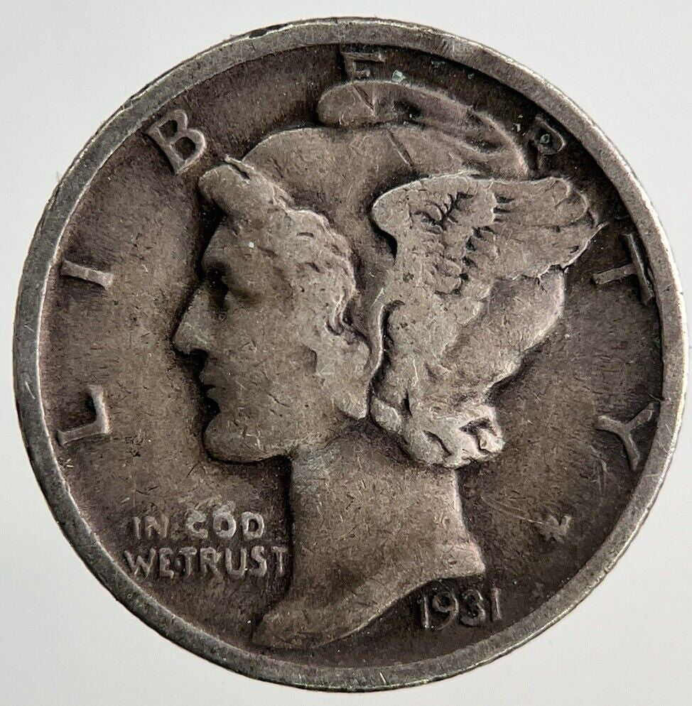 1931 US USA Mercury One Dime Silver Coin | Fine Collectable Grade