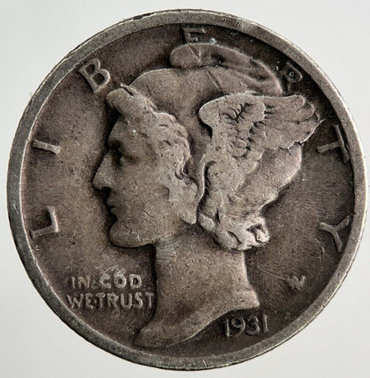 1931 US USA Mercury One Dime Silver Coin | Fine Collectable Grade