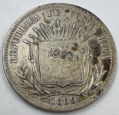 1889 Costa Rica 50 Centimos Silver Coin | Fine Collectable Grade | a1360