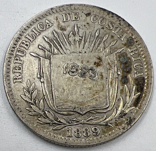 1889 Costa Rica 50 Centimos Silver Coin | Fine Collectable Grade | a1360