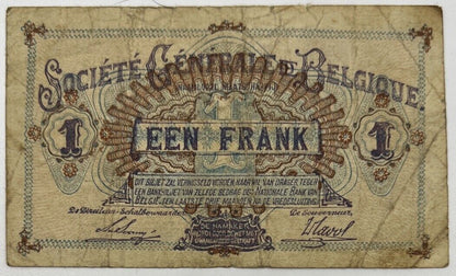 Old Vintage Belgium 1 Franc Banknote | Collectable Grade