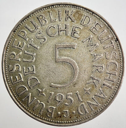 1951 - J Germany 5 Mark Silver Coin | Very High Grade | a7904