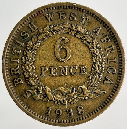 1938 British West Africa Sixpence Coin | Fine Collectable Grade | a5642