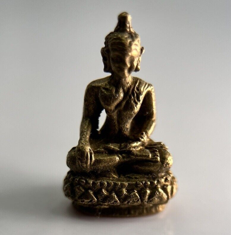 Thailand Old Vintage Thai Buddha Charm Metal Statue | Height 2.1cm