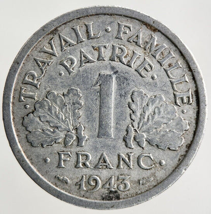 1943 France 1 Franc Coin | Fine Collectable Grade