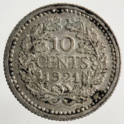 1921 Netherlands 10 Cents Silver Coin | Fine Collectable Grade