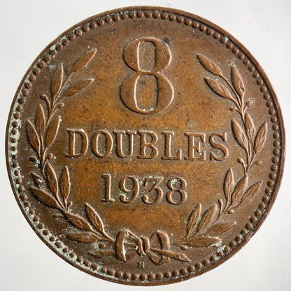 1938 Guernsey 8 Doubles Coin | Fine Collectable Grade