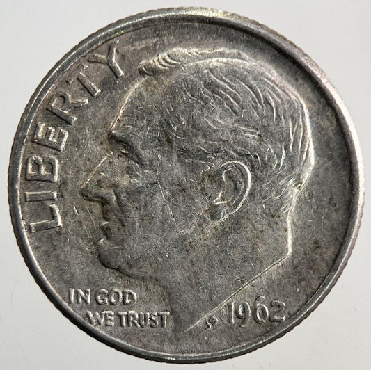 1962 - D US USA Roosevelt One Dime Silver Coin | Fine Collectable Grade