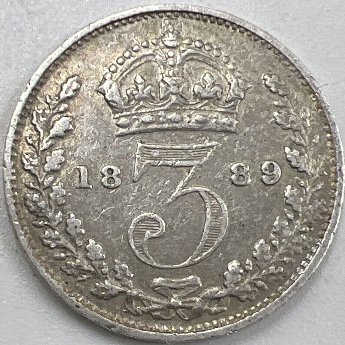 1889 Threepence | British Silver Coin | Victoria | Fine Grade | a065