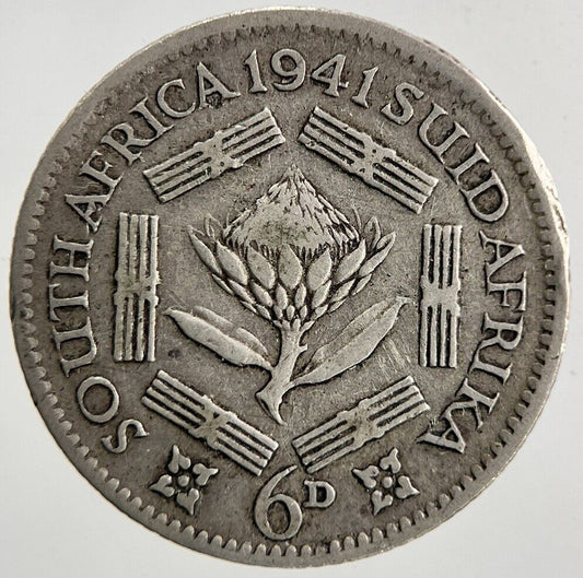 1941 South Africa Sixpence Silver Coin | Fine Collectable Grade