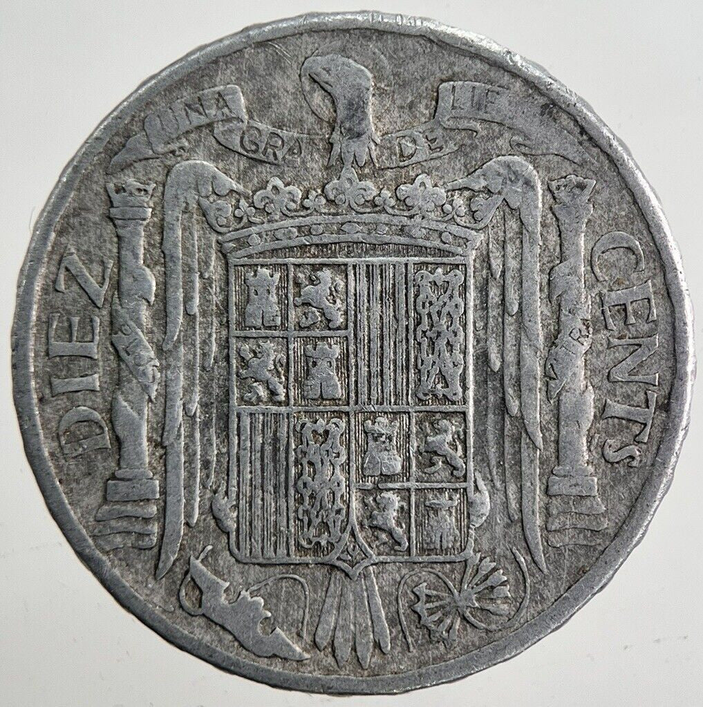 1941 Spain 10 Diez Cents Coin | Fine Collectable Grade | a4748